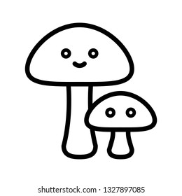 Mushrooms vector illustration, Isolated Spring season line icon