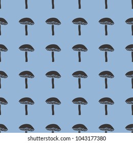Mushrooms vector illustration on a seamless pattern background. Set of elements