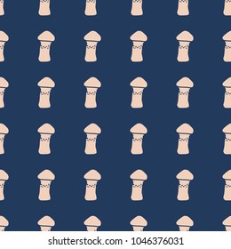 Mushrooms vector illustration on a seamless pattern background. Set of elements