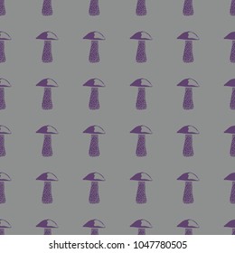 Mushrooms vector illustration on a seamless pattern background. Set of elements