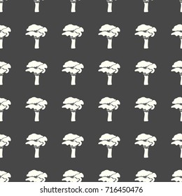 Mushrooms vector illustration on a seamless pattern background. Set of elements