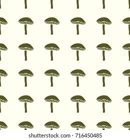 Mushrooms vector illustration on a seamless pattern background. Set of elements