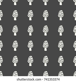 Mushrooms vector illustration on a seamless pattern background. Set of elements