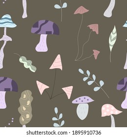 Mushrooms. Vector illustration. Seamless pattern.