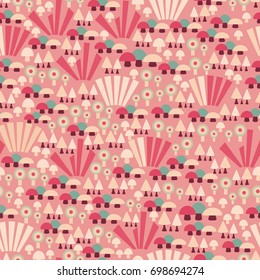Mushrooms. Vector pattern with abstract mushrooms and berries.