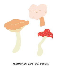 Mushrooms. Vector set. Cartoon style. 