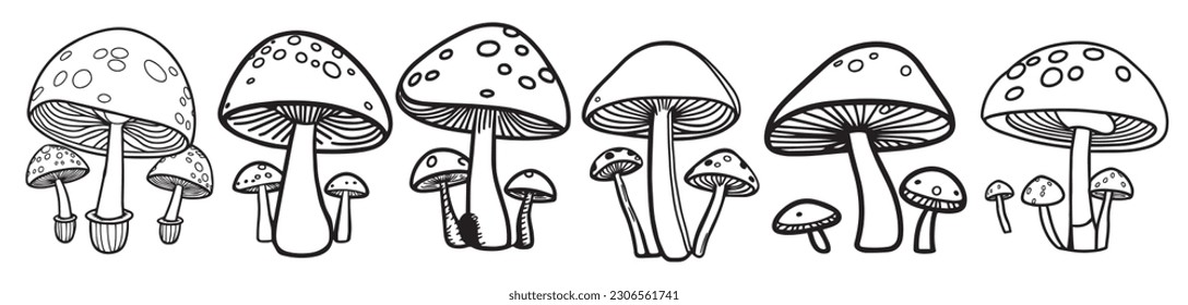 Mushrooms vector silhouette illustration shape