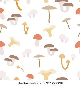 Mushrooms for vegetarians and vegans seamless pattern vector illustration