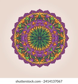 Mushrooms weed leaf mandala ornament vector illustrations for your work logo, merchandise t-shirt, stickers and label designs, poster, greeting cards advertising business company or brands