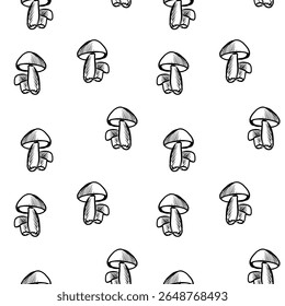 Mushrooms in whimsical vector design create a playful and vibrant pattern for various creative applications