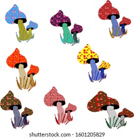 Mushrooms.Bright, beautiful design for your business.White background.Vector illustration.
