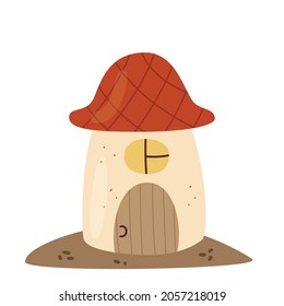Casa con forma de hongo. Ilustración plana vectorial.