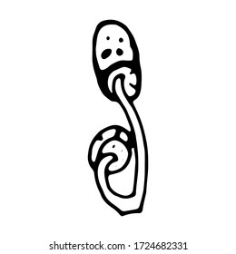 mushrooms.Witchcraft and halloween attributes doodles.signs and symbols. Vector illustration isolated on white background.Tattoo