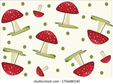 mushrooom vector design hand drawn red sweet flower meadow vector strawberry lettering quote fashion stationery funny mushroom wallpaper seamless pattern Fantastical Fungi