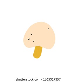 Mushrum icon, hand drawn isolated vector illustration of raw mushroom vegetable, vector art isolated on white background