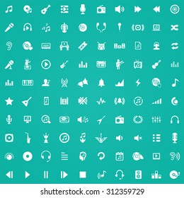 music 100 icons universal set for web and mobile
