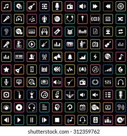 music 100 icons universal set for web and mobile
