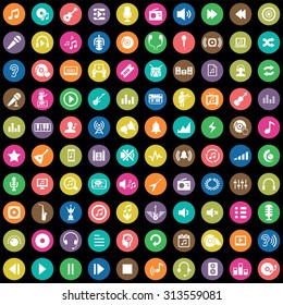 music 100 icons universal set for web and mobile 