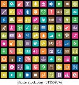 music 100 icons universal set for web and mobile 