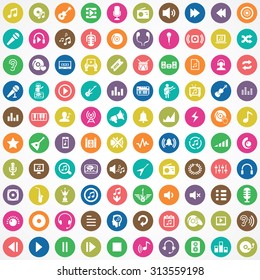 music 100 icons universal set for web and mobile 