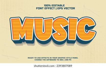 Efecto de estilo de texto vectorial editable de música 3d