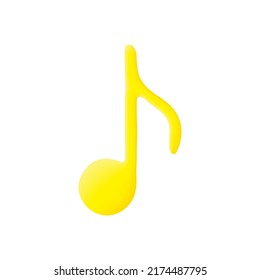 music 3d icon with yellow color on white background. vector music icon.