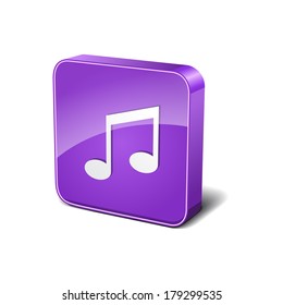 Music 3d Rounded Corner Violet Vector Icon Button