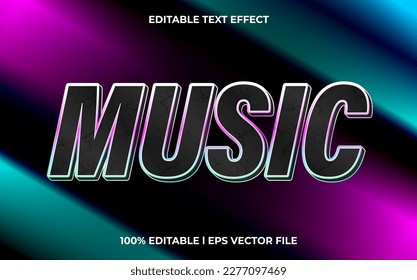 Music 3d text effect and editable text, template 3d style use for game tittle