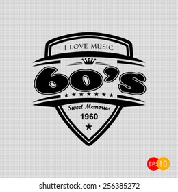 Music 60's Vector Vintage Art Background 