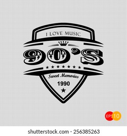 Music 90s Vector Vintage Art Background 