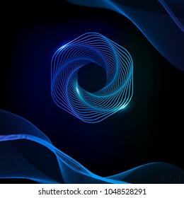 Music abstract background blue. Dynamic music waves. Equalizer for music.