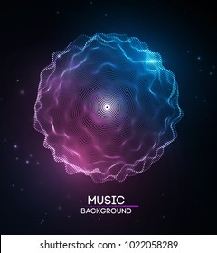 Music abstract background blue. Equalizer for music, showing sound waves with music waves, music background equalizer vector concept.