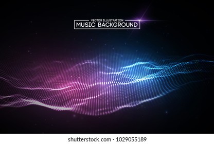 Music abstract background blue. Equalizer for music, showing sound waves with music waves, music background equalizer vector concept.