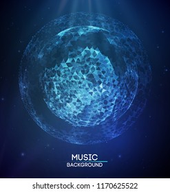 Music abstract background blue. Equalizer for music, showing sound waves with music waves, music background equalizer vector concept.