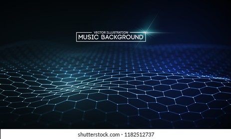 Music abstract background blue. Equalizer for music, showing sound waves with music waves, music background equalizer vector concept.