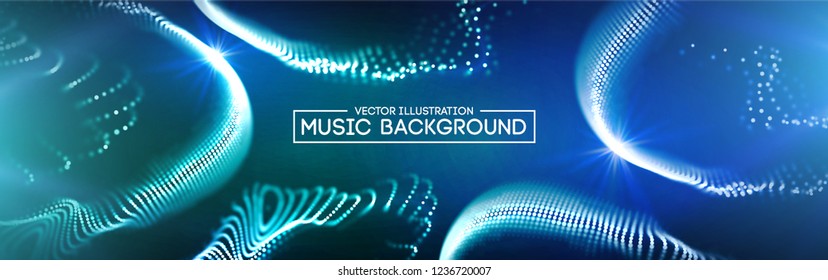 Music abstract background blue. Equalizer for music, showing sound waves with music waves, music background equalizer vector concept.