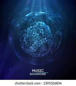 Music abstract background blue. Equalizer for music, showing sound waves with music waves, music background equalizer vector concept.