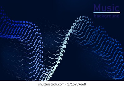 Music abstract background blue. Equalizer for music, showing sound waves with music waves, music background equalizer concept. Vector illustration.