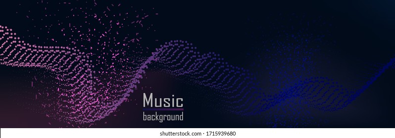 Music abstract background blue. Equalizer for music, showing sound waves with music waves, music background equalizer concept. Vector illustration.