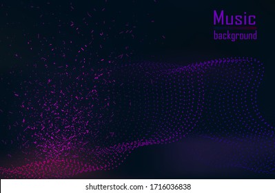 Music abstract background blue. Equalizer for music, showing sound waves with music waves, music background equalizer concept.Vector illustration