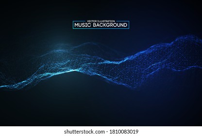Music abstract background blue. Equalizer for music, showing sound waves with music waves, music background equalizer vector concept.