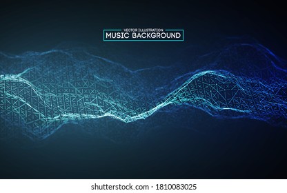 Music abstract background blue. Equalizer for music, showing sound waves with music waves, music background equalizer vector concept.