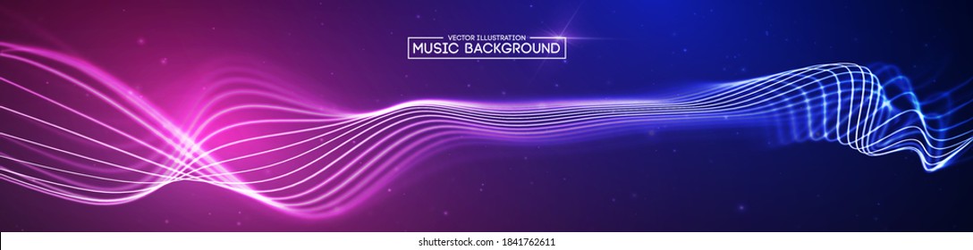 Music abstract background blue. Equalizer for music, showing sound waves with music waves, music background equalizer vector concept.