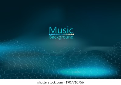 Music abstract background blue. Equalizer for music, showing sound waves with music waves. Vector illustration