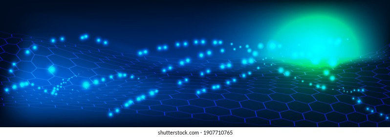 Music abstract background blue. Equalizer for music, showing sound waves with music waves. Vector illustration