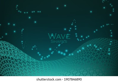 Music abstract background blue. Equalizer for music, showing sound waves with music waves. Vector illustration. 
hexagon wave.