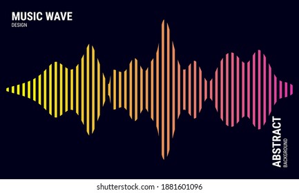 Musik Abstrakter Hintergrund, rosafarbene Farben und gelbe Noten. Equalizer für Musik. Vektorgrafik