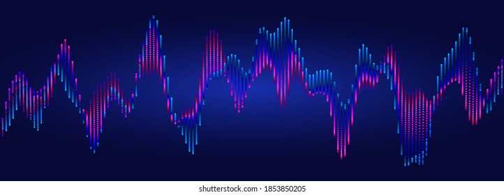 Music abstract background. Equalizer for music. Abstract digital wave of particles. Vector illustration	