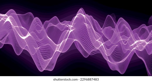 Music abstract background. Equalizer for music. Abstract digital wave of particles. Big data visualization. 3d illustration. Vector illustration.