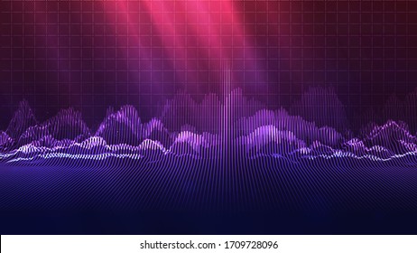 Music abstract background. Equalizer for music, showing sound waves with musical waves, the concept of a music equalizer vector.